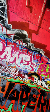 Sticker Porte Graffiti Sur Un Mur - Sticker Porte