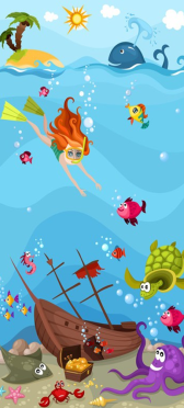 Sticker Porte Enfant Ocean - Sticker Porte