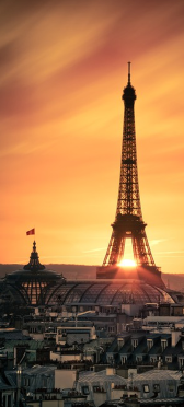 Sticker Porte Tour Eiffel Paris Couché De Soleil - Sticker Porte