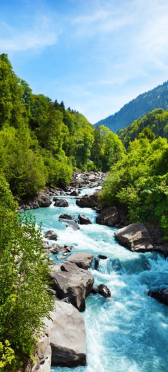 Sticker Porte Paysage Montagne Riviere - Sticker Porte