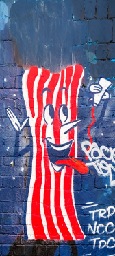 Sticker Porte Graffiti Visage Rouge Et Blanc - Sticker Porte