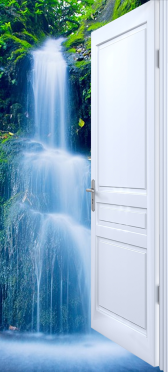 Sticker Porte Effet Ouvert Cascade - Sticker Porte