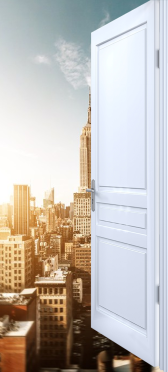 Sticker Porte Effet Ouvert Manhattan - Sticker Porte
