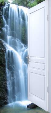 Sticker Porte Effet Ouvert Cascade Géante - Sticker Porte