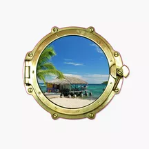 Sticker hublot Plage - Art Déco Stickers Sticker hublot Plage - Art Déco Stickers
