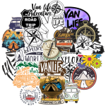 Pack D'autocollants VanLife / Camping - Lot de 25 Stickers
