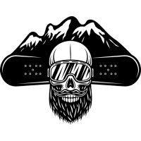 Sticker Déco Snowboard Skull Montagne