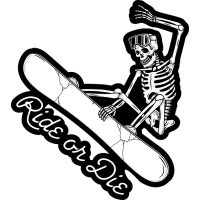 Sticker Déco Snowboard Ride or Die Skull