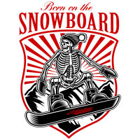 Sticker Déco Snowboard Born on the snowboard Rouge