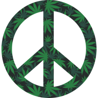 Sticker Peace and Love Cannabis Weed 2