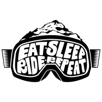 Sticker Déco Snowboard Ski Masque Eat Sleep Ride Repeat Noir