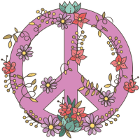 Sticker Peace and Love Fleurs Rose