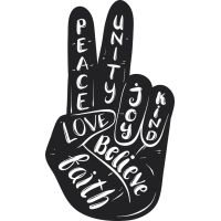 Sticker Peace and Love Doigt Unity Love