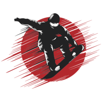 Sticker Déco Snowboard tricks Soleil Rouge