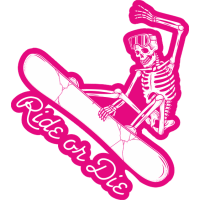 Sticker Déco Snowboard Ride or Die Skull Rose