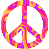 Sticker Peace and Love Groovy Illusion