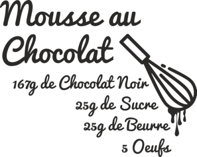 Sticker Recette Mousse au chocolat - Stickers Chocolat et Gâteaux
