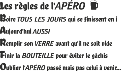 Sticker Les Règles De L'apéro - Stickers Textes et Citations Cuisine