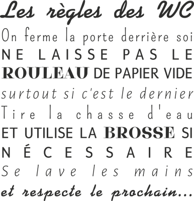 Sticker Les Règles Wc - Stickers Textes et Citations Humour Toilettes