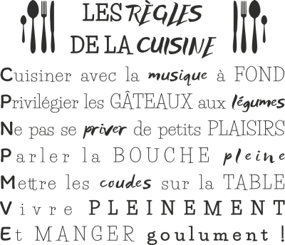 Sticker Les Règles De La Cuisine - Stickers Textes et Citations Cuisine