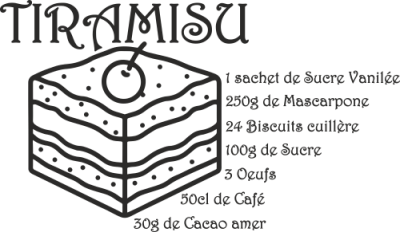 Sticker Recette TIRAMISU - Stickers Chocolat et Gâteaux Sticker Recette TIRAMISU - Stickers Chocolat et Gâteaux