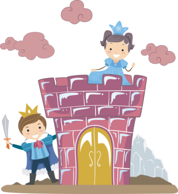 Sticker Muraux Princesse et Prince Château - Stickers Princesse