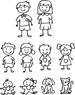 Kit Sticker Famille Personnage - Stickers Personnages Famille