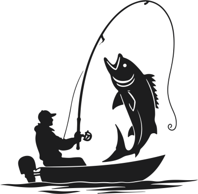 Sticker pêcheur bateau silhouete 2 - Stickers Pêche