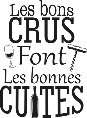 Sticker Mural Citation Vin Les Bons Crus font les bonnes cuites - Stickers Textes et Citations Cuisine
