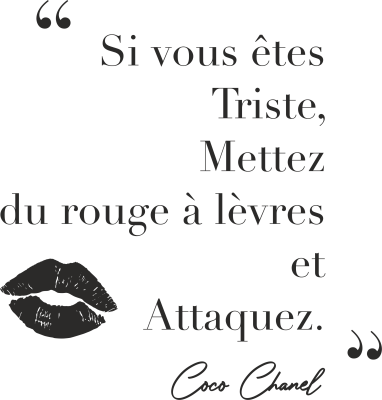 Sticker Citation Coco Rouge à lèvre - Stickers Beauté Salle de bain