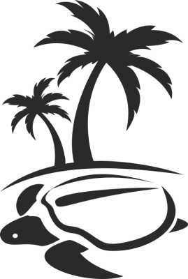 Sticker Plage Tortue - Stickers Vacances Sticker Plage Tortue - Stickers Vacances