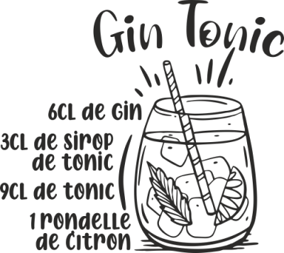 Sticker Mural Cocktail Recette Gin Tonic - Stickers Cocktails Sticker Mural Cocktail Recette Gin Tonic - Stickers Cocktails