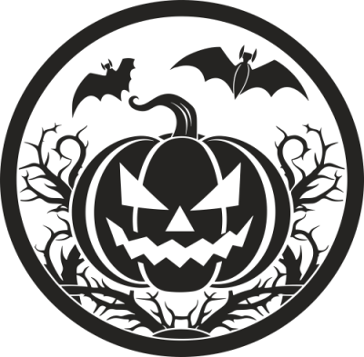 Sticker Citrouille Halloween Cercle - Stickers Halloween