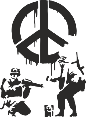 Sticker Banksy - Soldiers Painting Peace - Stickers Œuvres Banksy