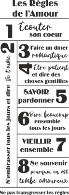 Sticker Citation Règle de L'Amour - Stickers Citation Chambre
