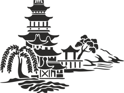 Sticker Mural Temple paysage zen - Stickers Zen Sticker Mural Temple paysage zen - Stickers Zen