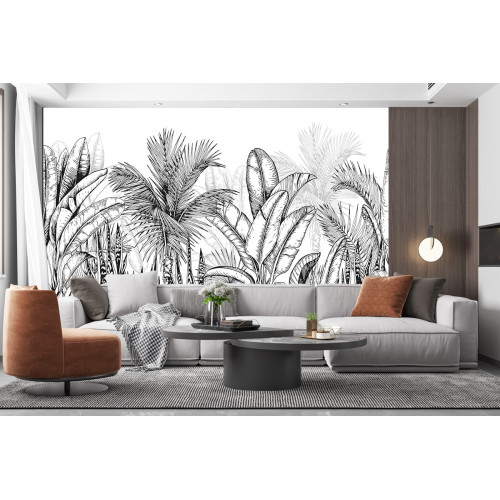 Papier Peint Panoramique Jungle Noir et Blanc 4 | MPA Déco