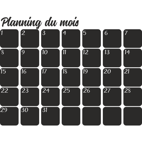 Sticker Calendrier mensuel Ardoise Velleda - ref.d15998 | MPA Déco