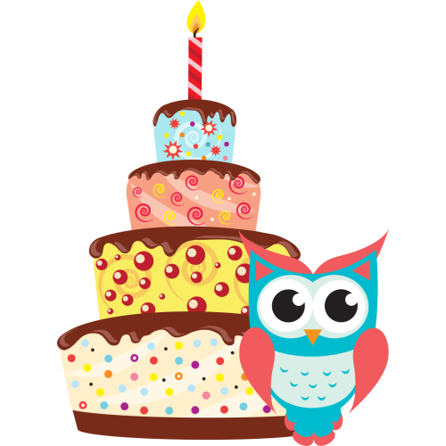 Autocollant Chouette Anniversaire Gateau Ref D10264 Mpa Deco