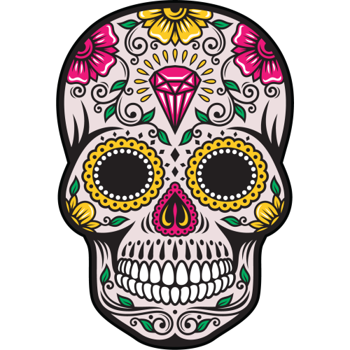 Tete De Mort Mexicaine Dessin Couleur Calavera - Tete De Mort Mexicaine 66 - ref.d8041 | MPA Déco