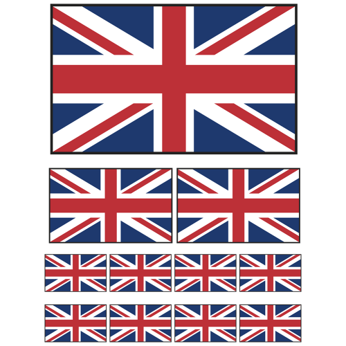 Lot De 6 Autocollants Drapeau Royaume-Uni - Stickers Voiture, Moto, Casque, 12x3 Cm, Vinyle Résistant, Marque Autodomy