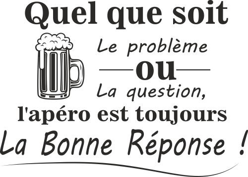 Sticker Mural Citation L Apero Est La Bonne Reponse Mpa Deco