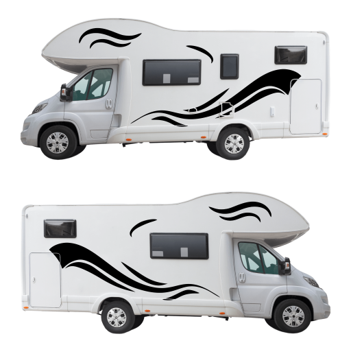 Autocollant Vinyle Camping-car étoile Lune Arbre - 130 X 34 Cm Noir - Imperméable Amovible Pour Voiture, Jeep, SUV, Remorque