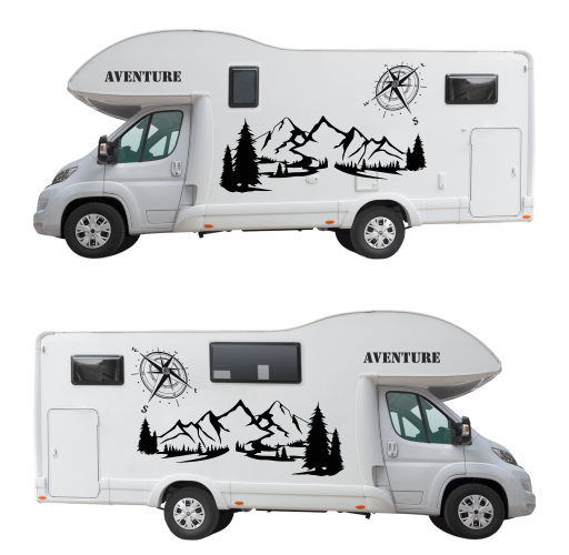 Stickers Camping Car Kit montagne - Stickers Camping Car Kit