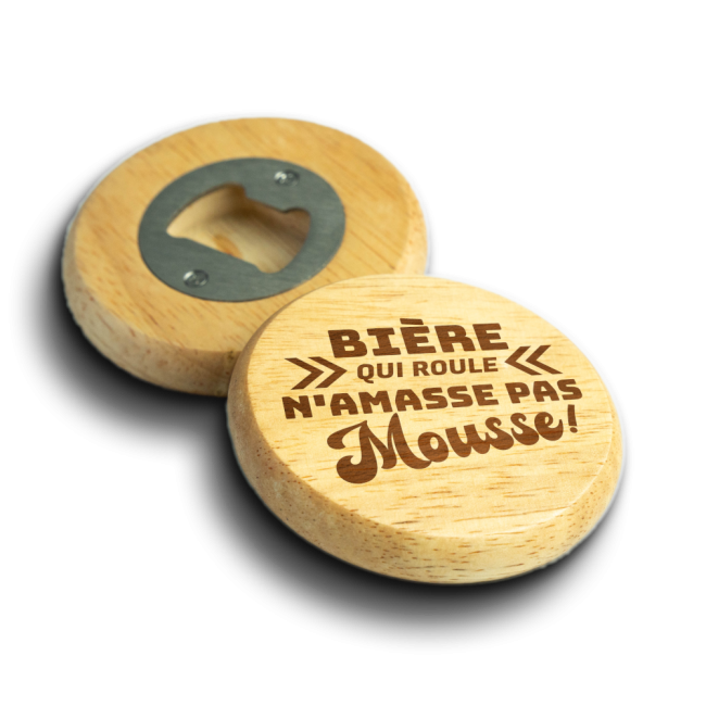 Décapsuleur personnalisé – "Bière qui roule n'amasse pas mousse"