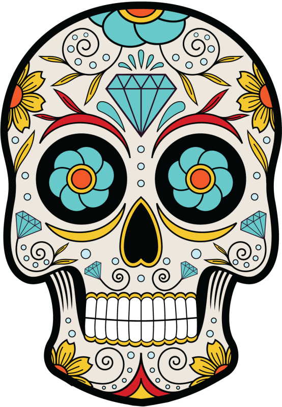Tete De Mort Mexicaine Dessin Couleur Calavera - Tete De Mort Mexicaine 14 - ref.d7452 | MPA Déco