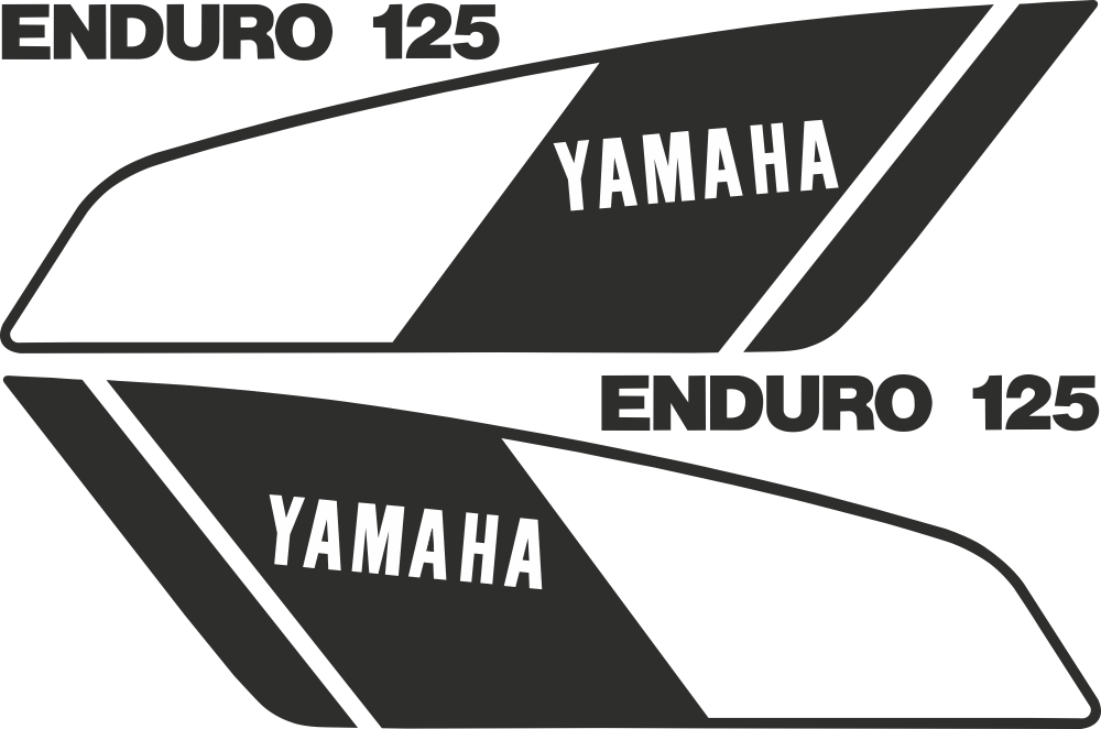 Kit autocollants Yamaha 125 DTMX 1979 2A8 Enduro noir blanc