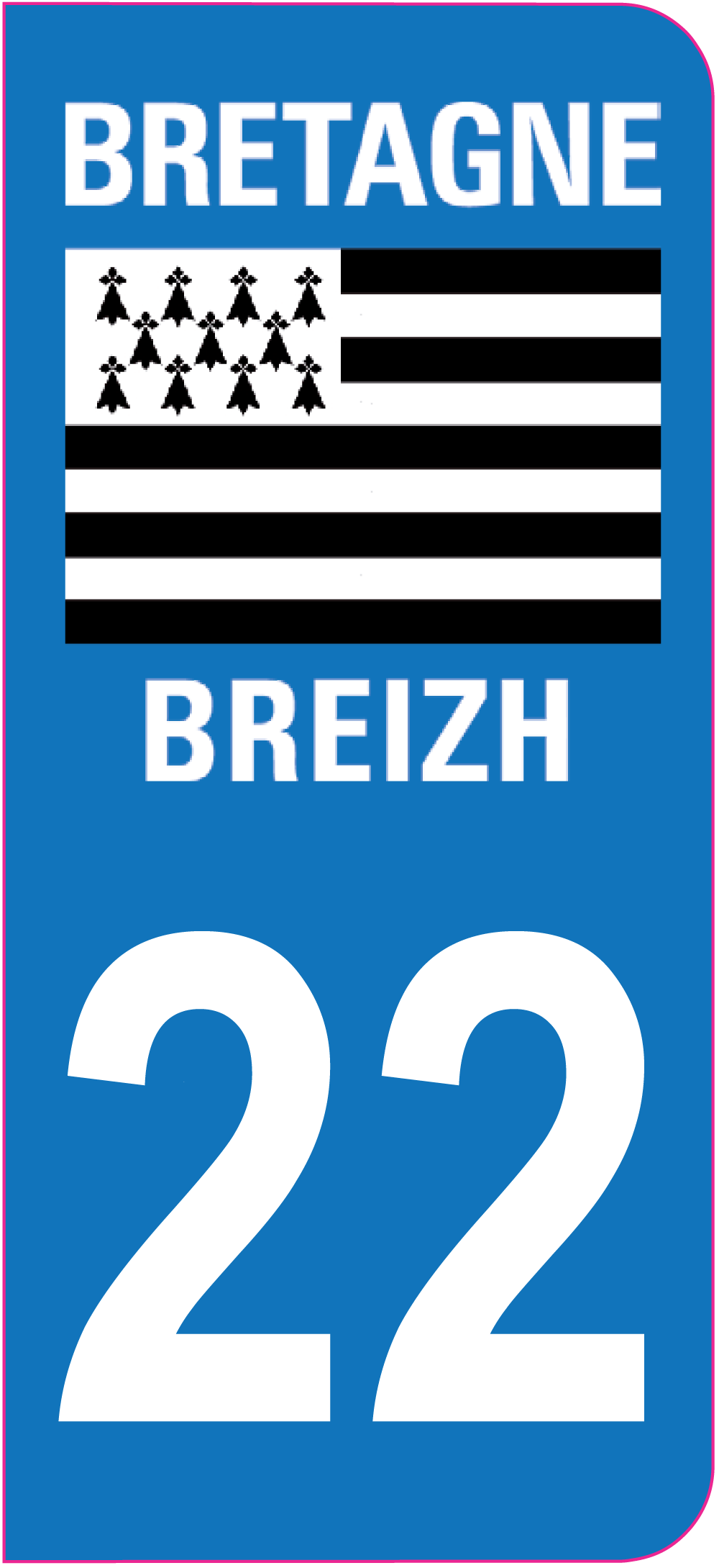 Autocollant Moto immatriculation 22 C/ôtes dArmor
