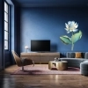 Sticker Fleur Lotus Bleu Aquarelle Sticker Fleur Lotus Bleu Aquarelle