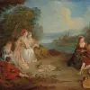 Affiche personnalisée Peinture 18e siècle Jean-Baptiste Pater - Le Repos sur la colline